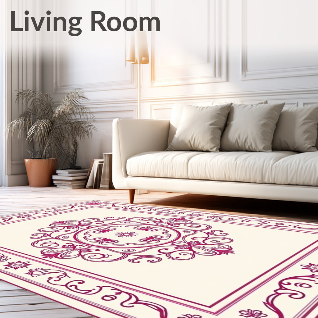 Ornate Ruby Vine Medallion Rug