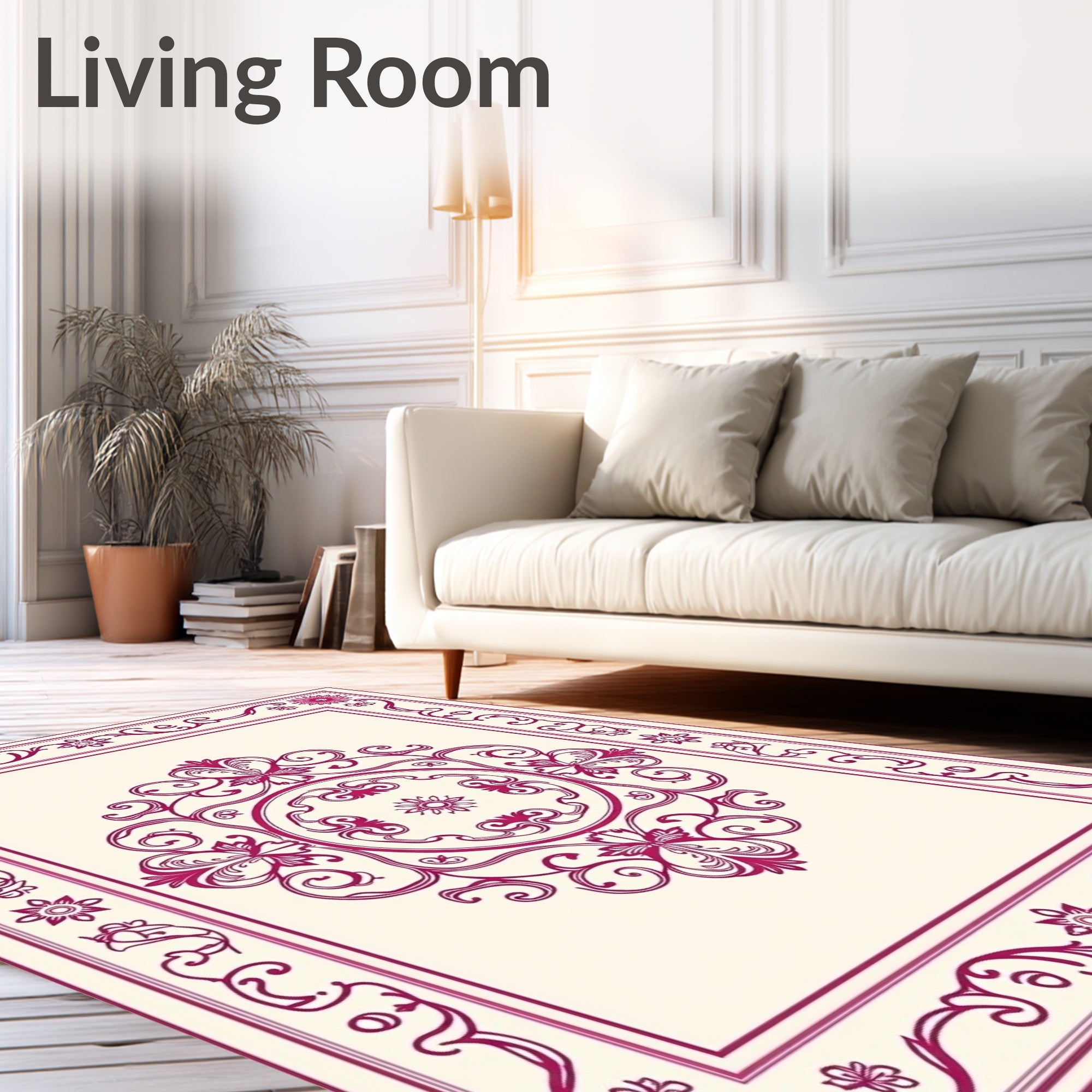 Ornate Ruby Vine Medallion Rug