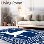 White Stag Winter Snowflake Border Rug