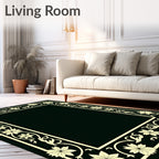 Cream Floral Vine Border Rug
