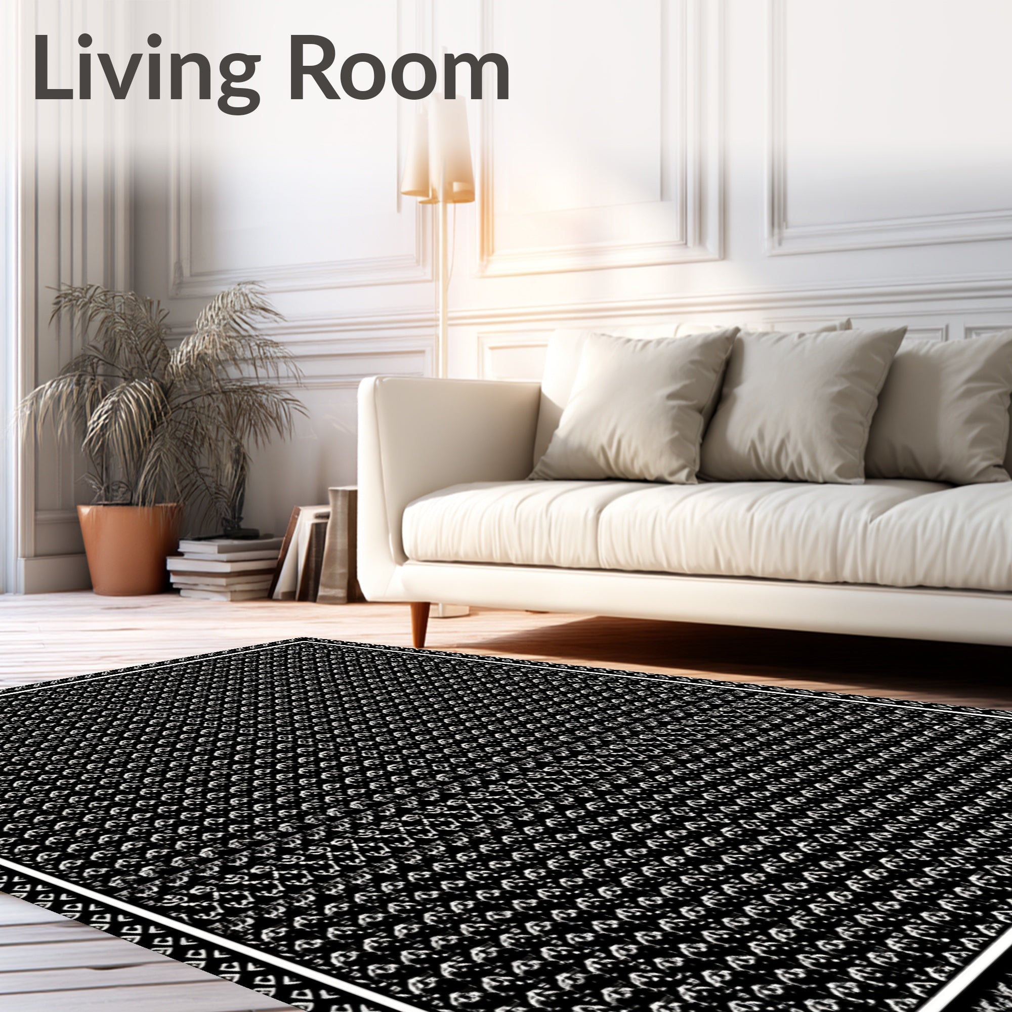 Dark Gray Textured Jacquard Diamond Rug