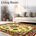 Crimson Gold Floral Scatter Medallion Rug