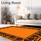 Bold Red Floral Border Orange Rug