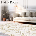 Cream Leafy Branch Swirl Art Rug