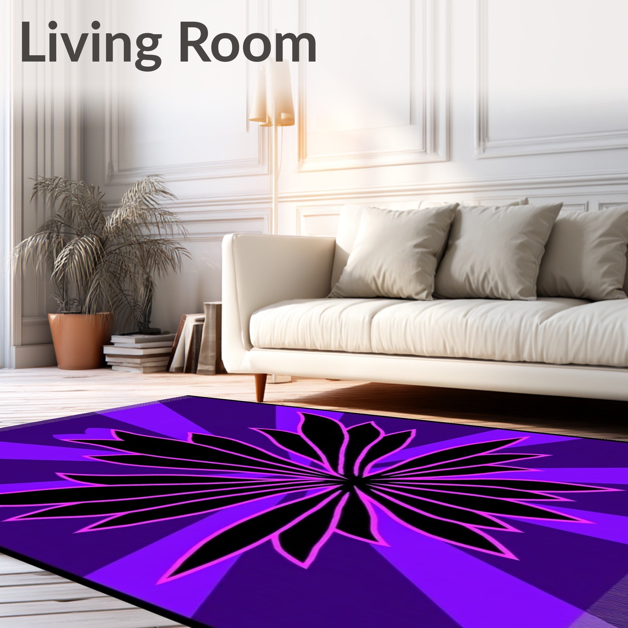 Vibrant Purple Sunburst Floral Rug