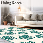 Emerald Damask Scrollwork Arrangement Rug