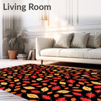 Red Orange Yellow Fall Leaf Scatter Rug