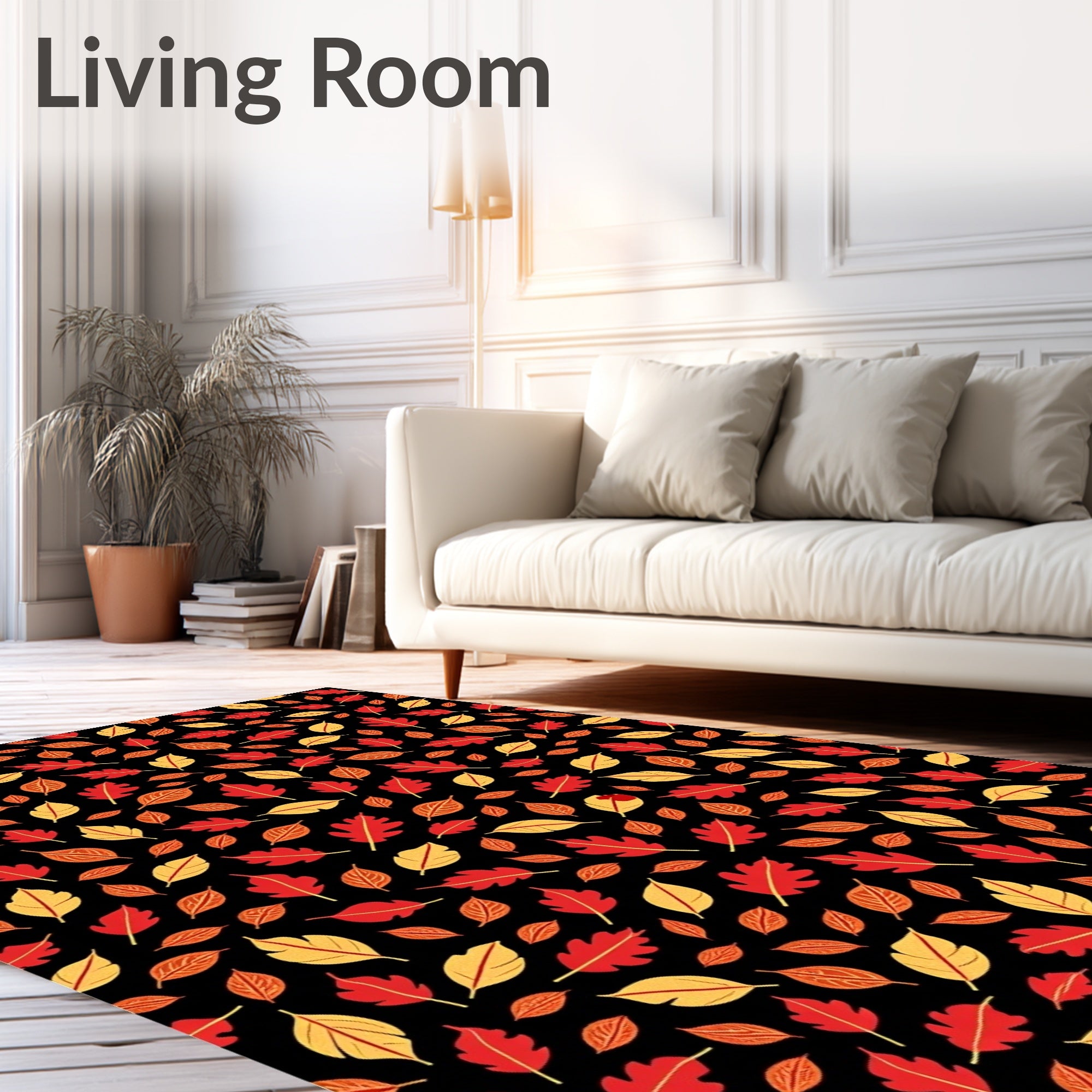 Red Orange Yellow Fall Leaf Scatter Rug