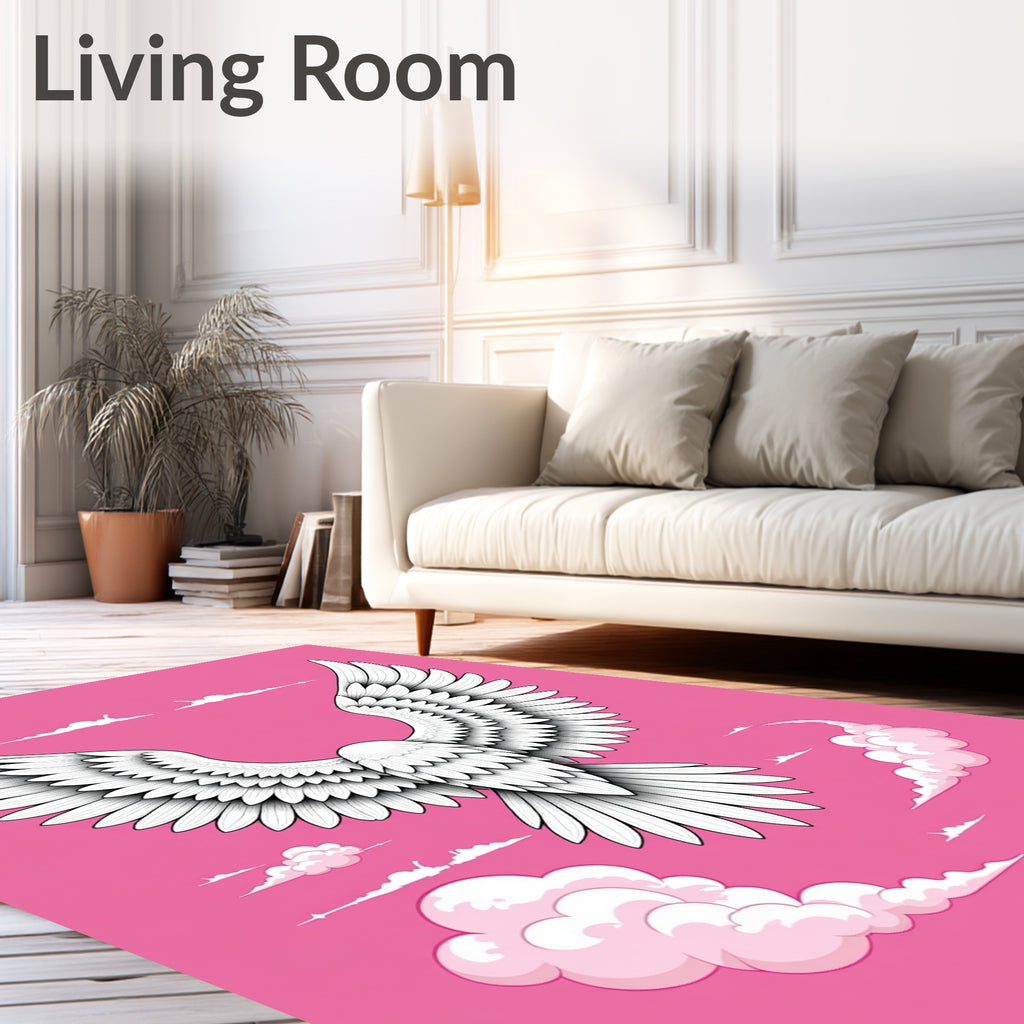 White Eagle Clouds Pink Sky Rug