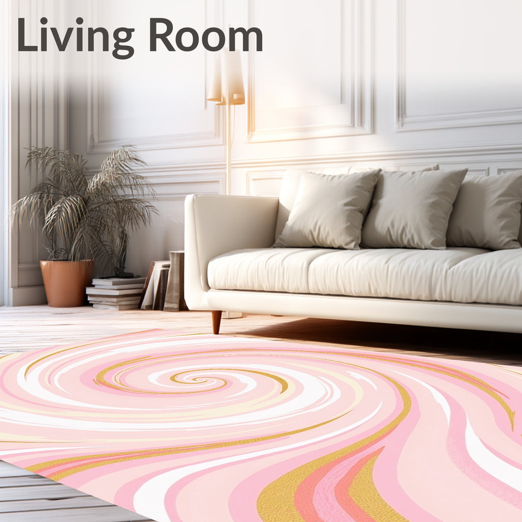 Pink Gold Swirl Marbling Rug