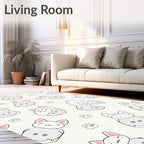 Cute Grey Bunny Cat Scattered Arrangement Rug