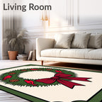Festive Cardinal Wreath with Bow Rug
