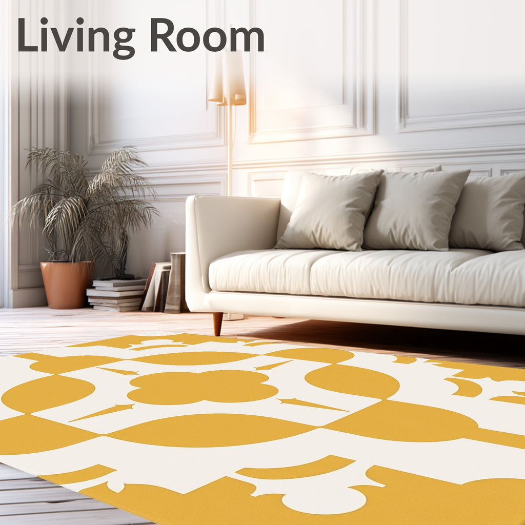 Mid Century Mustard Geometric Arabesque Rug