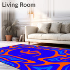 Retro Swirl Orange Blue Amper Sand Rug