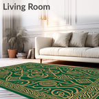 Emerald Gold Intertwined Celtic Knot Rug