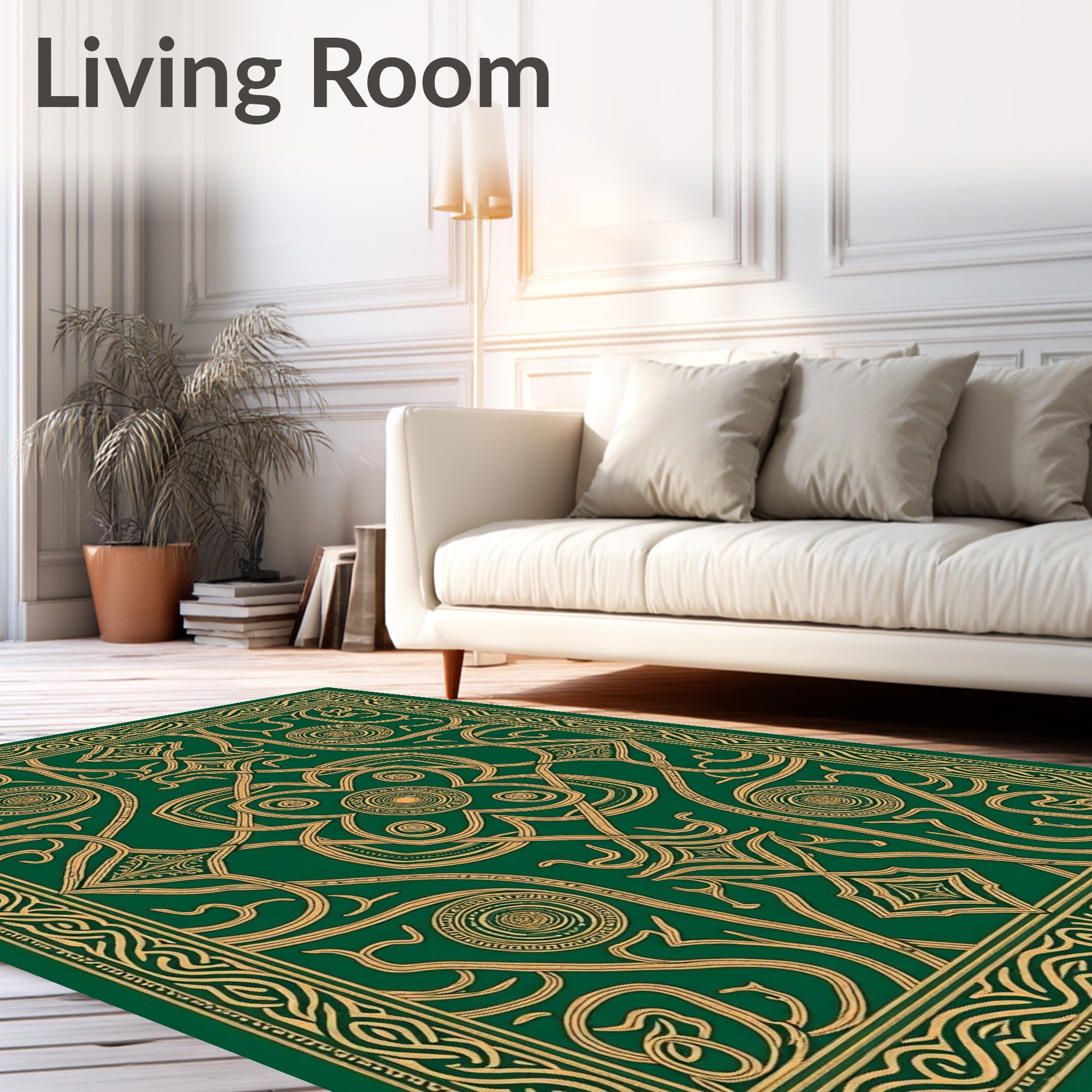 Emerald Gold Intertwined Celtic Knot Rug