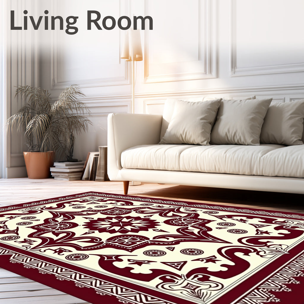 Crimson Baroque Floral Medallion Rug