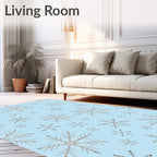 Light Blue Snowflake Cluster Art Rug