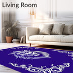 Majestic Lion Head White Filigree Rug