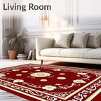 Crimson Gold Floral Medallion Frame Rug