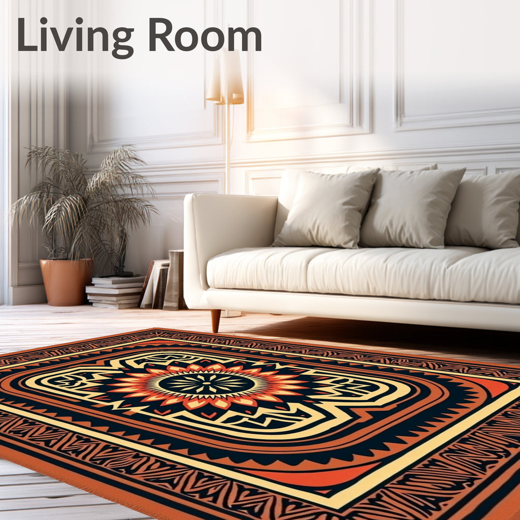 Fiery Sun Tribal Medallion Rug