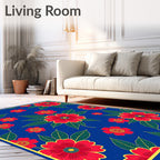 Vibrant Red Floral Foliage Medley Rug