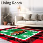 Orange Truck Snowflakes Christmas Trees Rug