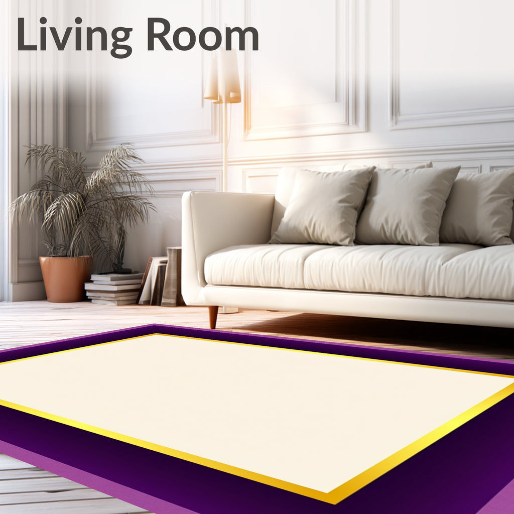 Rich Amethyst Gold Border Rectangular Rug