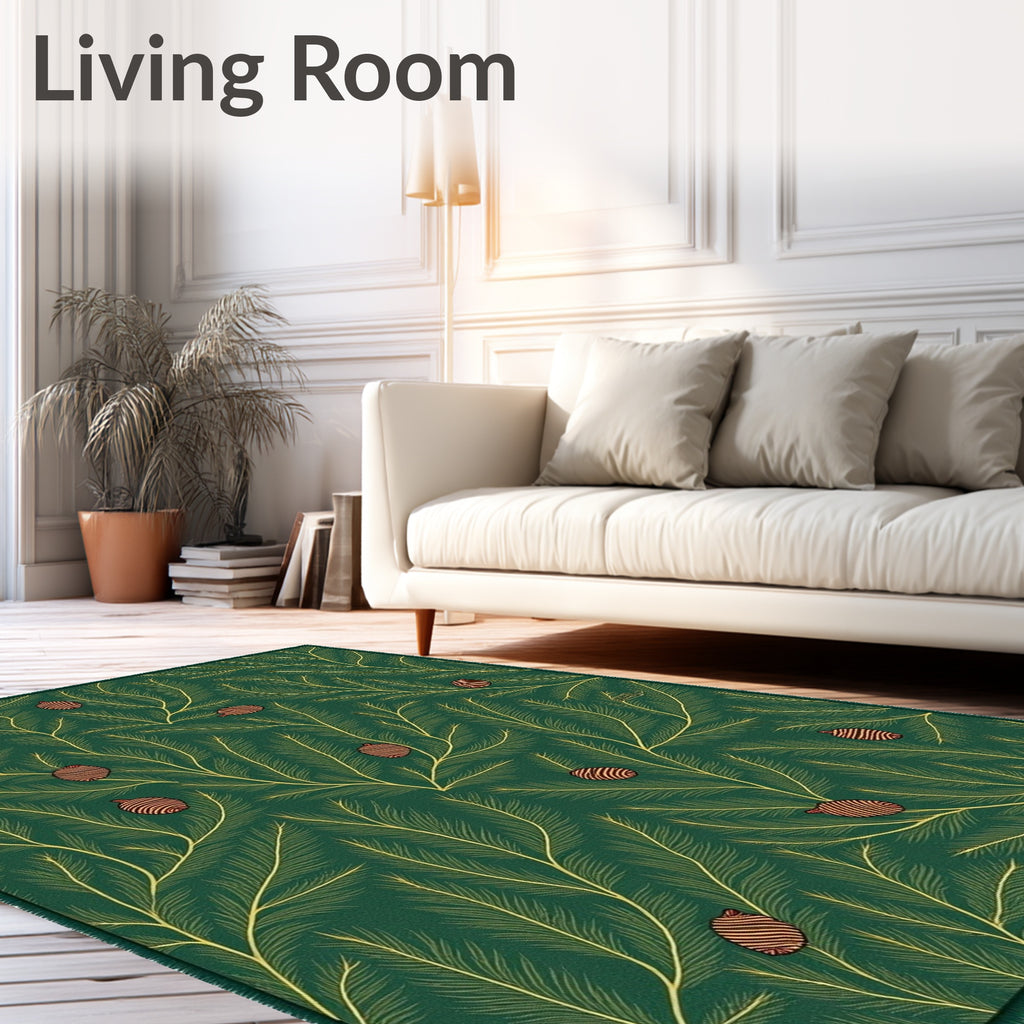 Evergreen Pinecone Branches Rug