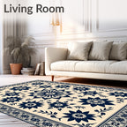 Midnight Bloom Botanical Border Rug