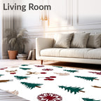 Woodland Winter Reindeer Christmas Trees Rug