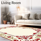 Crimson Gold Floral Border Rug