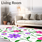 Vibrant Pink Purple Floral Scatter Rug