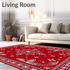 Vibrant Red Snowflake Medallion Rug