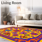 Vibrant Skulls Floral Border Art Rug