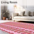 Pink Swirl Candy Striped Layout Rug