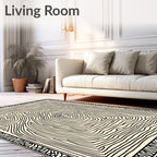 Abstract Black Swirl Cream Rug