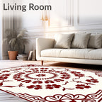 Deep Red Floral Medallion Frame Rug
