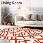Bold Red Geometric Lattice Rug