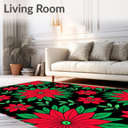 Vibrant Red Floral Foliage Rug