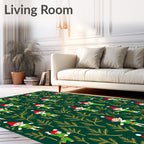 Green Elf Evergreen Whimsical Winter Scene Rug