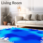 Radiant Blue Splatter Burst Rug