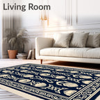 Navy Cream Marine Nautical Motif Rug