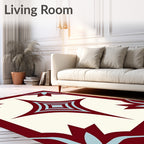 Crimson Teal Starburst Geometric Tile Rug