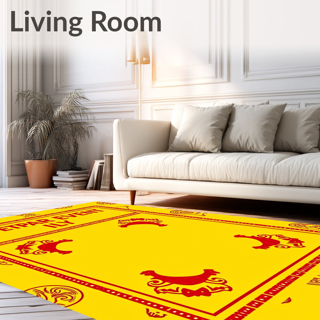 Bold Red Abstract Bird Motif Rug