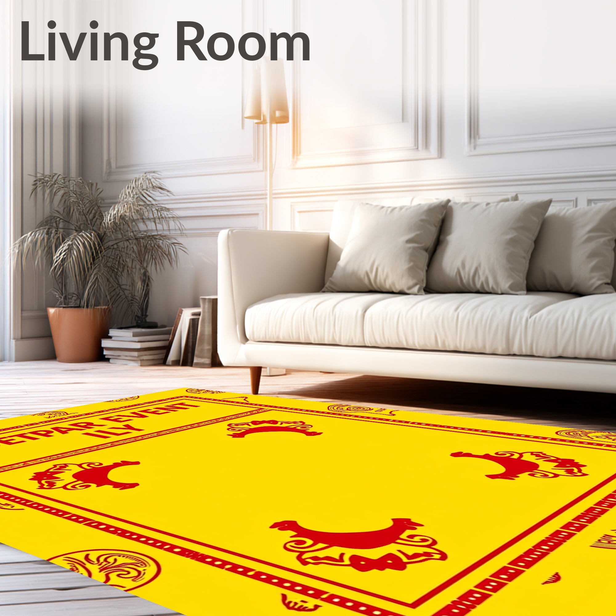 Bold Red Abstract Bird Motif Rug