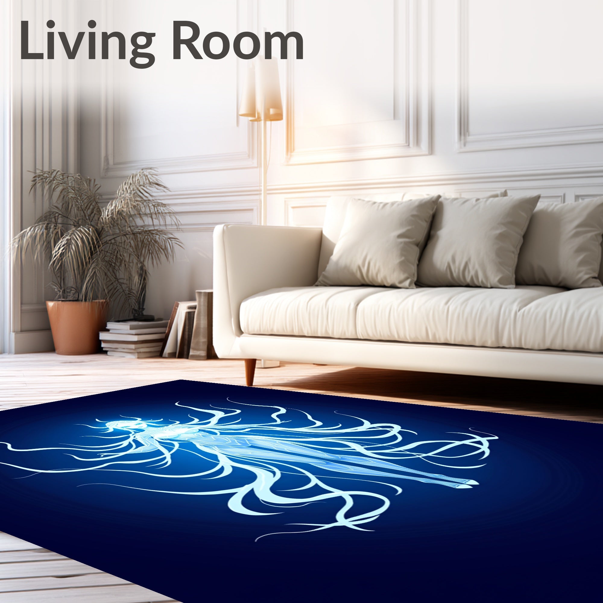 Ethereal Blue Spirit Flowing Hair Rug