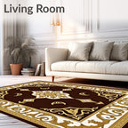 Rich Brown Gold Medallion Filigree Rug