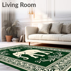 Cream Elephant Emerald Border Rug