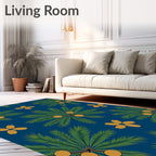 Tropical Palm Frond Orange Blossom Rug